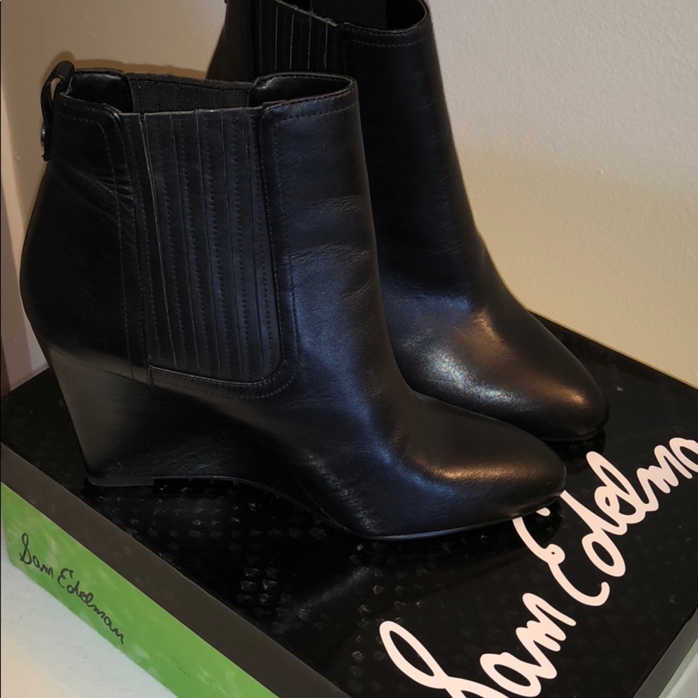 Black Sam Edelman wedge booties
